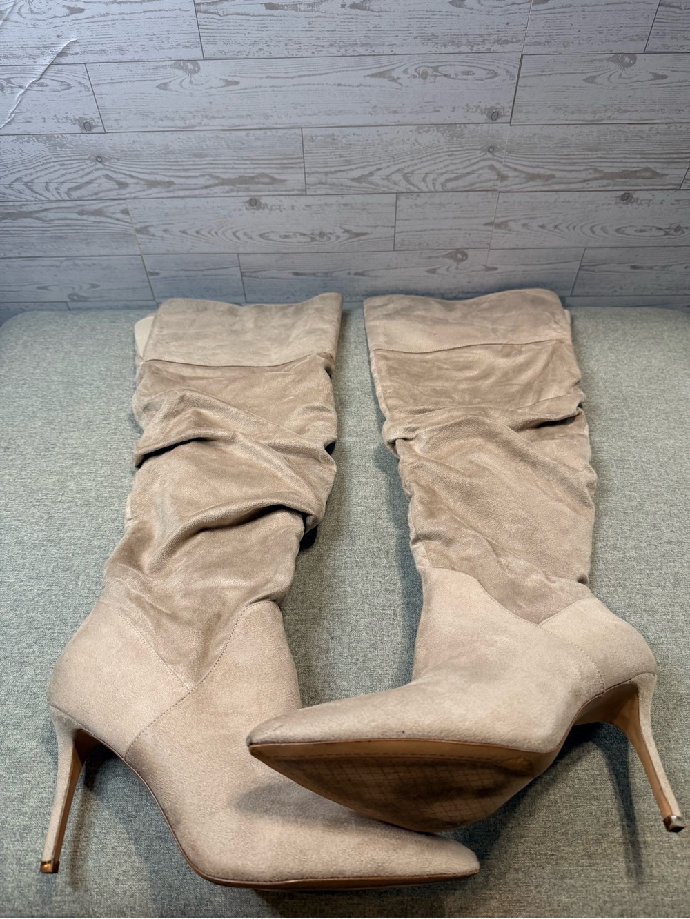 Jessica Simpson Taupe Over-the-Knee Suede Stiletto Boots